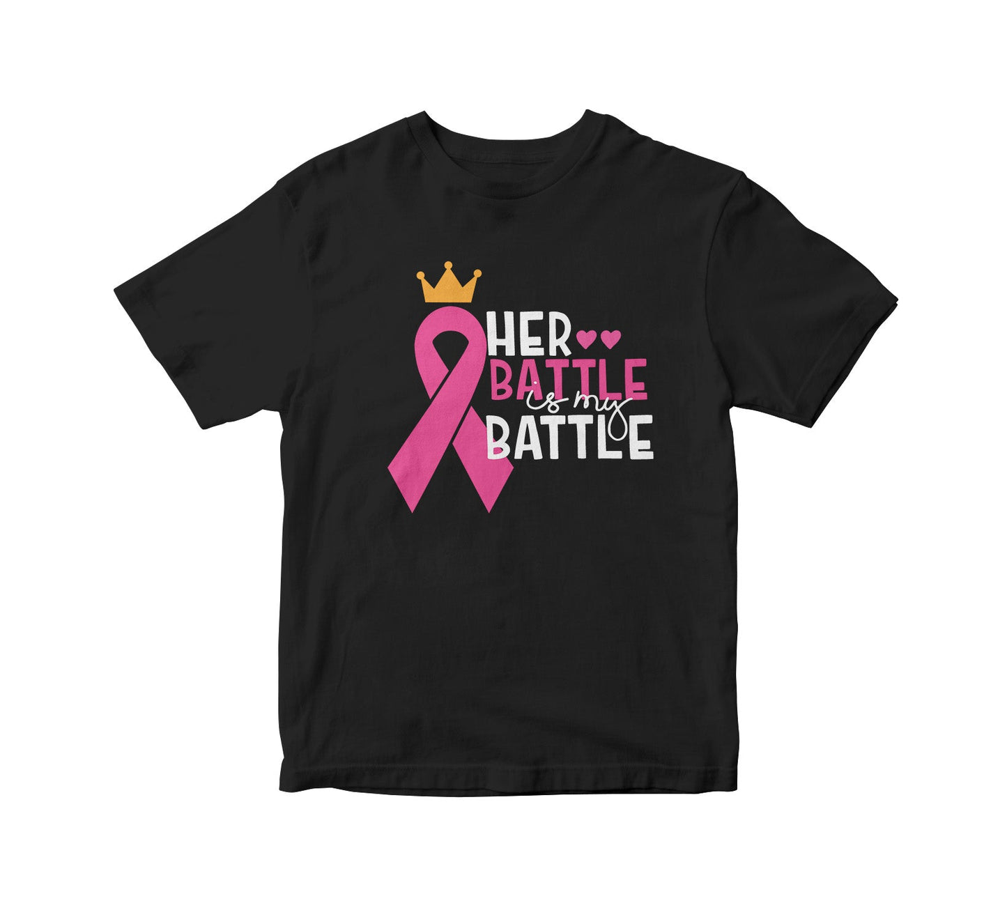 Breast Cancer Her Battle is My Battle Kids Unisex T-Shirt