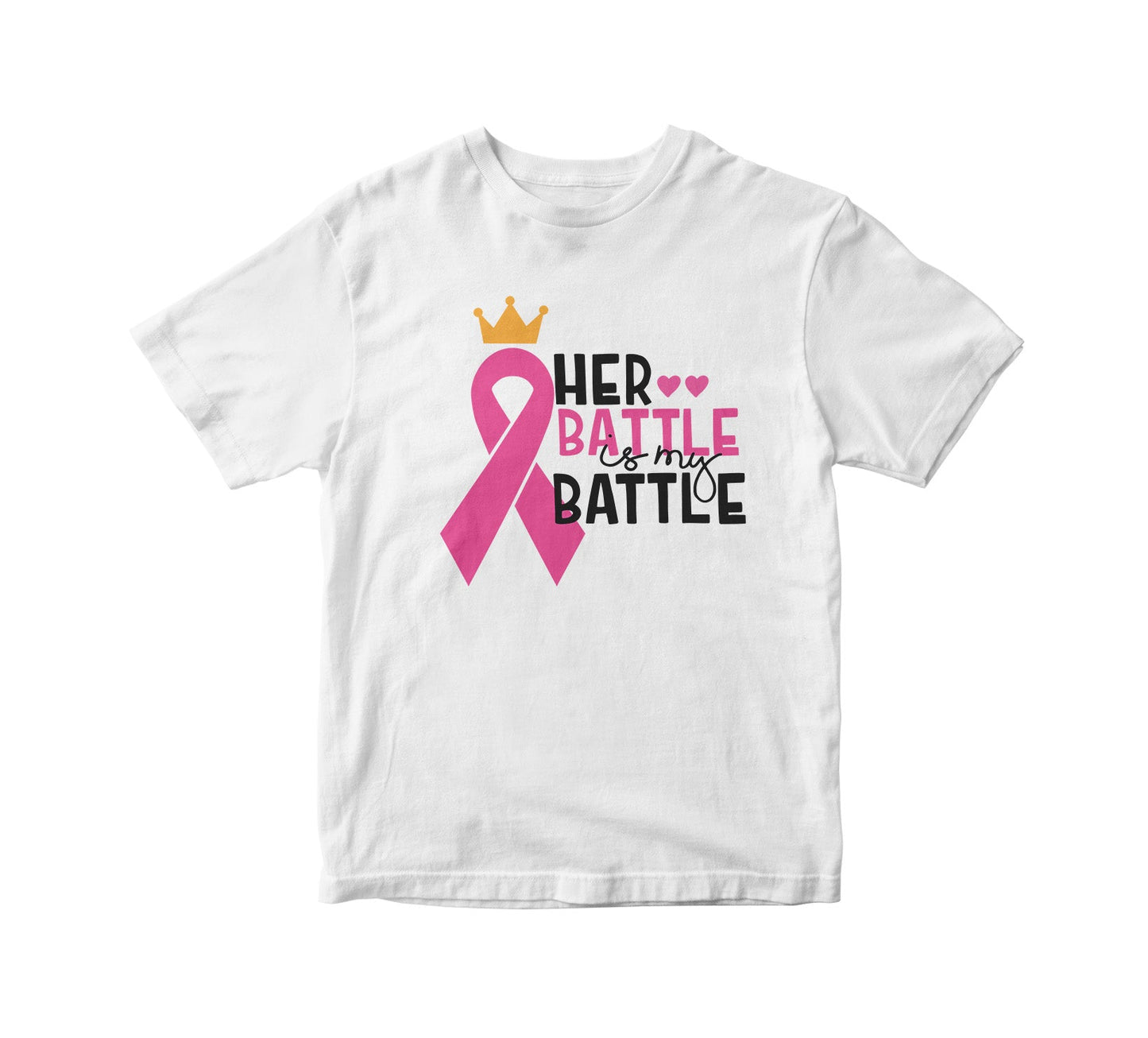 Breast Cancer Her Battle is My Battle Kids Unisex T-Shirt