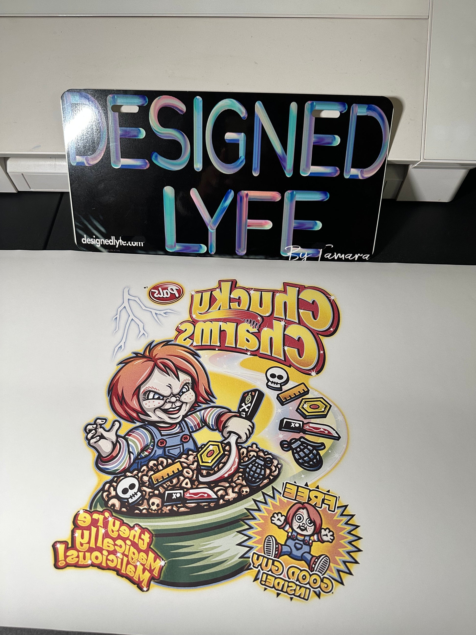 Chucky Charms Print Before Pressed