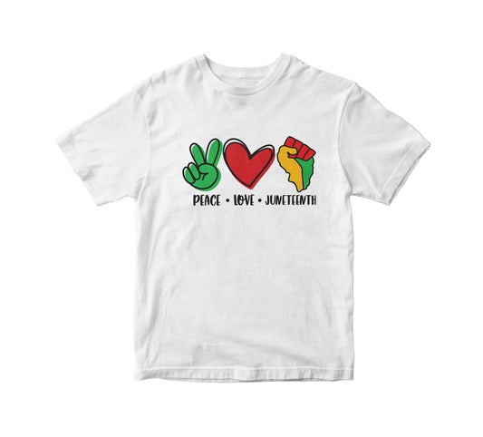 Peace Love Juneteenth Kids Unisex T-Shirt