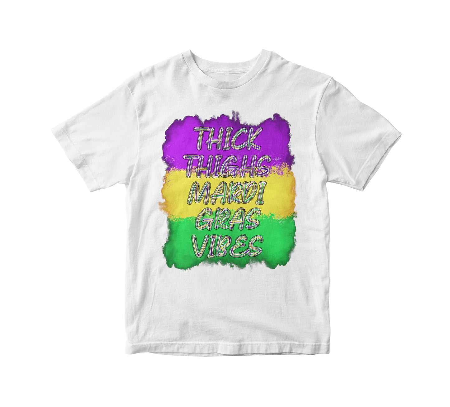 Thick Thighs Mardi Gras Vibes  T-Shirt